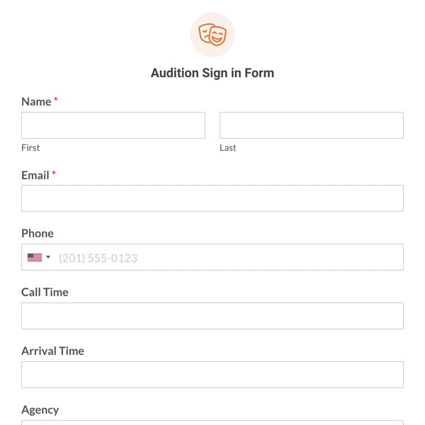 Audition Sign in Form Template