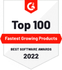 G2 2022 Top 100 Fastest Growing Products Badge G2 2022 badge dei 100 prodotti in più rapida crescita