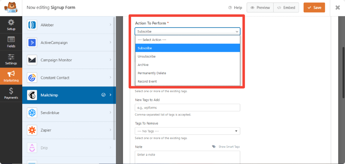 WPForms mailchimp addon features - WPForms WPForms-mailchimp-addon-features