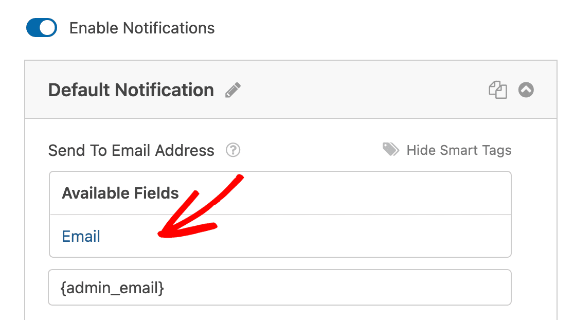 Send To Email Address Smart Tag - WPForms Adicionar o campo E-mail à definição Enviar para endereço de e-mail com uma Smart Tag