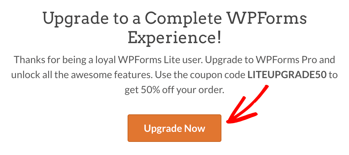 Mise à jour de WPForms Lite vers une licence payante depuis la page Mise à jour