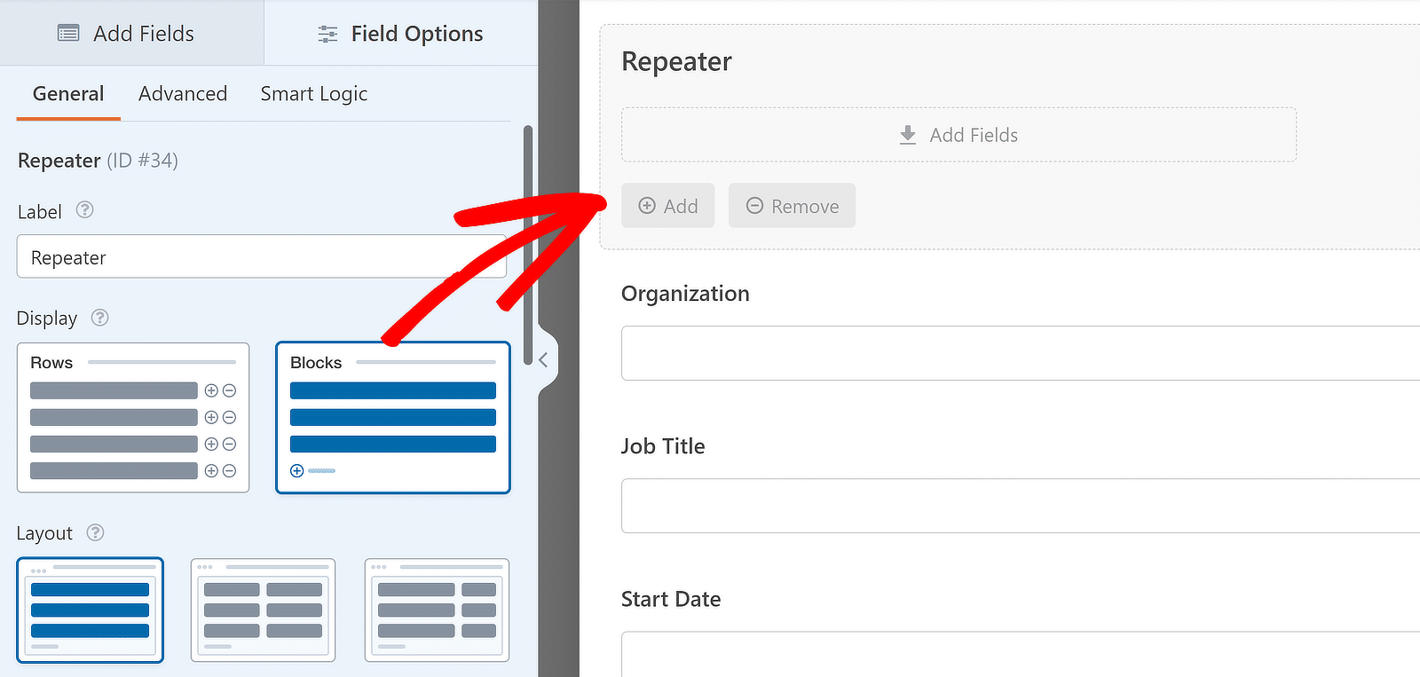 repeater blocks - WPForms blocos repetidores