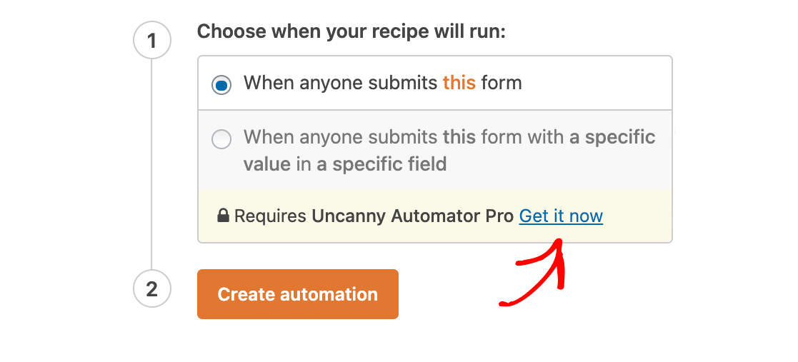 Upgrade auf die kostenpflichtige Version von Uncanny Automator vom Form Builder