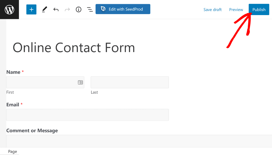 Publish page - WPForms Publish form