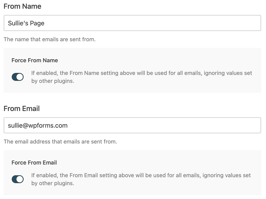 L'invite "From Name From Email" dans l'assistant de configuration SMTP de WP Mail