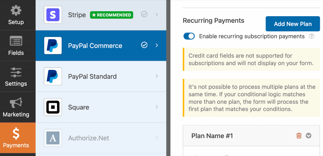Impostazioni di PayPal Commerce