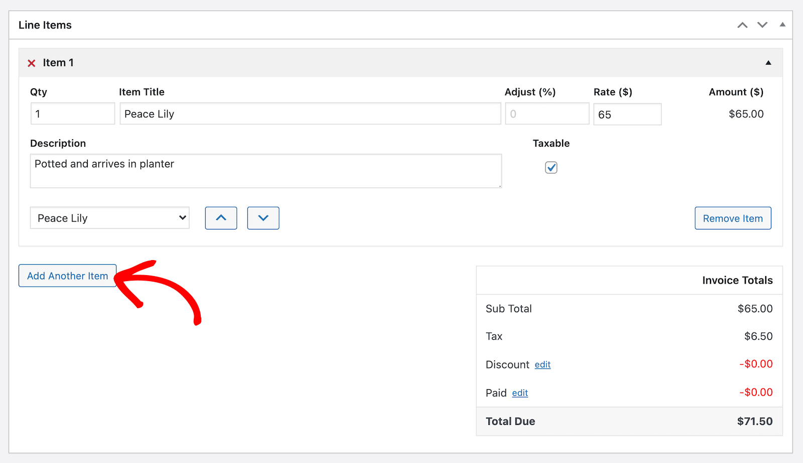 Sliced-Line-Items-1 - WPForms Ajouter des éléments à votre facture WordPress dans Sliced