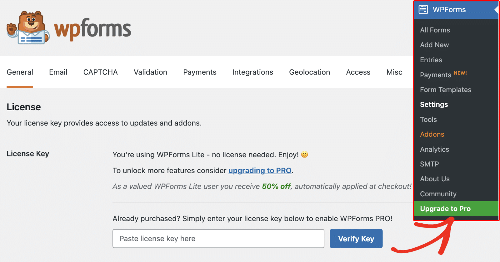 upgrade-to-pro - WPForms Upgrade von Lite auf Pro