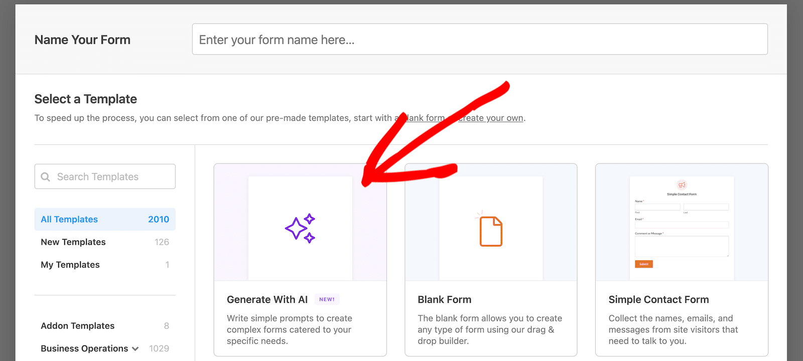 Generate-With-AI-Option - WPForms Générer un formulaire avec AI dans WPForms