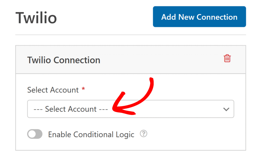 select-twilio-account-wpforms-2 - WPForms Selecionar o menu pendente Conta