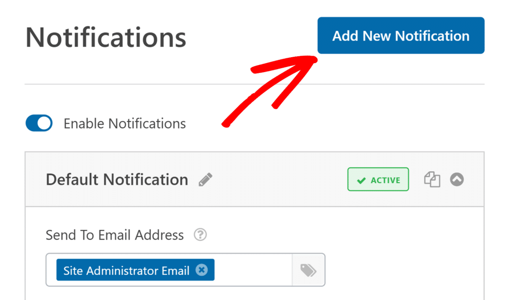 Click add new notification button Klicken Sie auf die Schaltfläche Neue Benachrichtigung hinzufügen